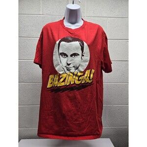 Sheldon Cooper Big Bang Theory Bazinga T-Shirt Short Sleeve Red L